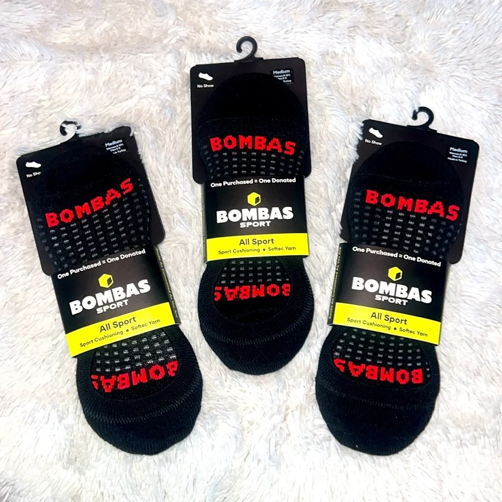 Three Pair BOMBAS SPORT CUSHIONED NO SHOWS